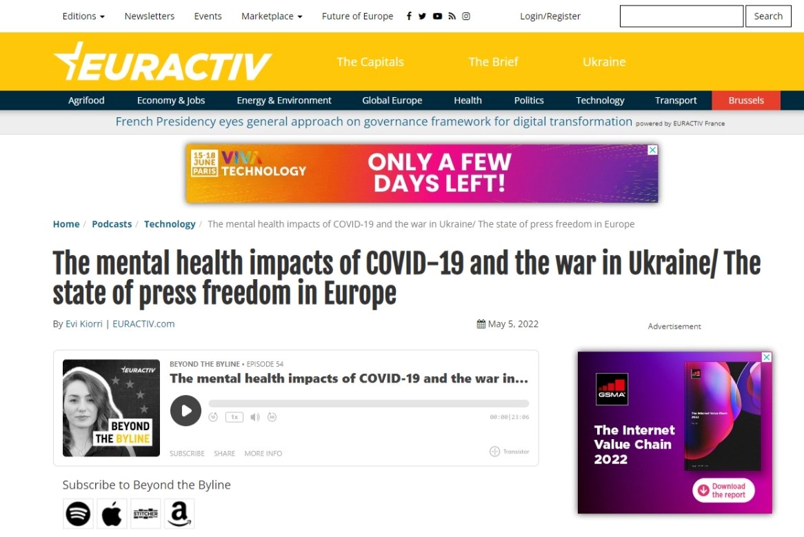 The mental health impacts of COVID-19 and the war in Ukraine/ The state of press freedom in Europe