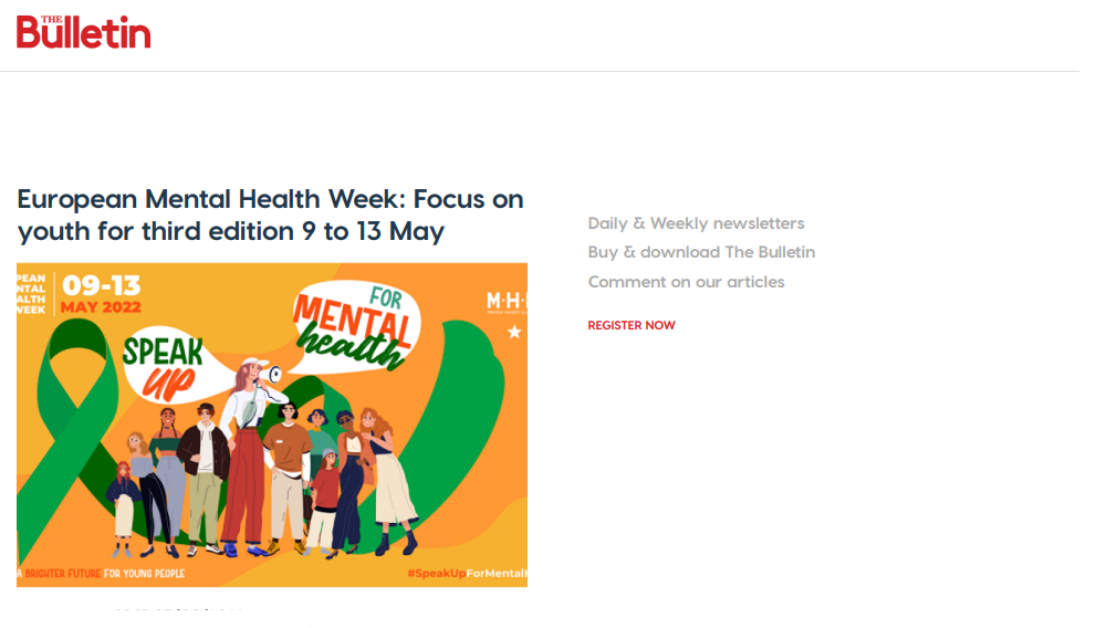 European Mental Health Week: Focus on youth for third edition 9 to 13 May